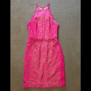 Hot pink lace dress by Trina Turk.
